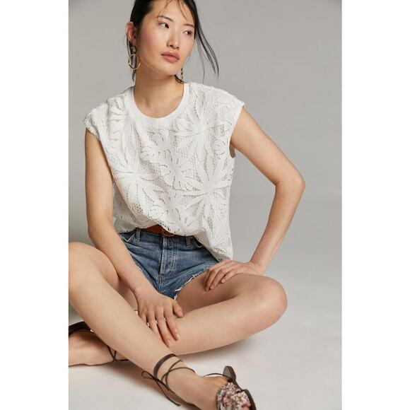 Corey Lynn Calter White Tina Lace Blouse - Size Small Petite - Picture 1 of 9